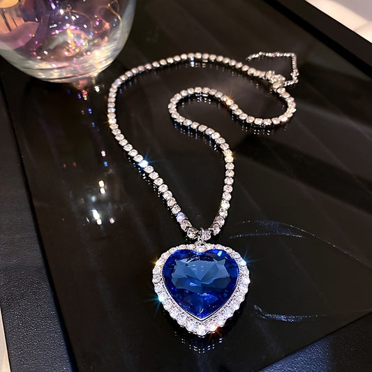 1pc Elegant Heart Shape Pendant Necklace With Shiny Zircon Inlay - Perfect Day Gift For Men And Women