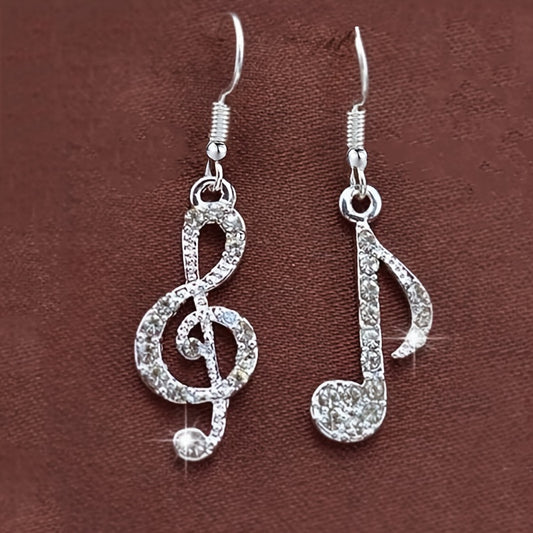 Musical Note Asymmetric Drop Dangle Earrings Inlaid Zircon Jewelry For Musician Music Lover Gift