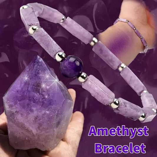 1pc Natural Amethyst Bracelet, Energy Bracelet For Women & Men